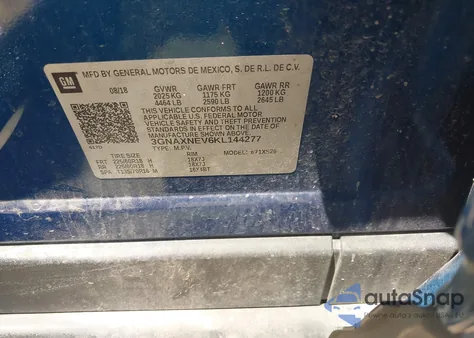 2019 Chevrolet Equinox Premier from USA, damaged, VIN 3GNAXNEV6KL144277